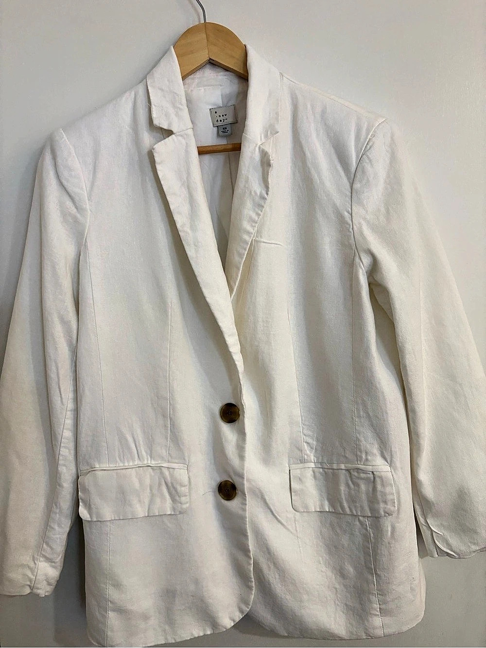 a.n.e.w. White Linen Blend Blazer Size XS